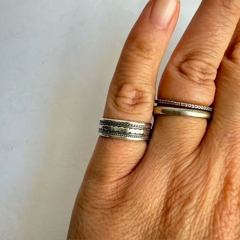 Vintage Sterling Silver Band Ring Textured Rope Simple‎ Unisex 925 Size 6.25